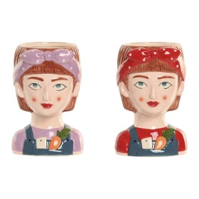 Planter Home ESPRIT Multicolour Ceramic Urban 10 x 9 x 15 cm (2 Units)