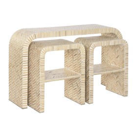 Jeu de 3 tables Home ESPRIT Blanc Marron 120 x 30 x 70 cm (3 Pièces)