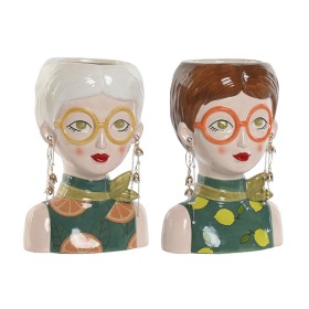 Planter Home ESPRIT Multicolour Dolomite chica Urban 16 X 13,5 X 23 cm (2 Units)