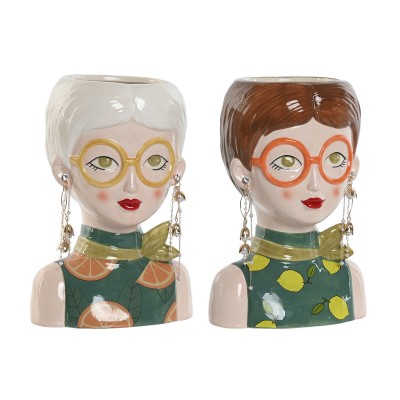 Cache-pot Home ESPRIT Multicouleur Dolomite chica Urbaine 16 X 13,5 X 23 cm (2 Unités)