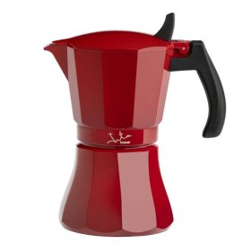Italian Coffee Pot JATA Cafetera de inducción roja vulcano Red Aluminium 6 Cups