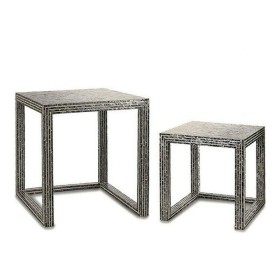 Table d'appoint Gift Decor BIG-S3603676 Gris Nacre noire 42,5 x 61 x 60 cm (2 Pièces) (2 Unités)