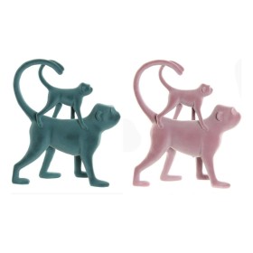 Decorative Figure DKD Home Decor Green Pink Tropical Monkeys 22,5 x 8 x 27,5 cm (2 Units)