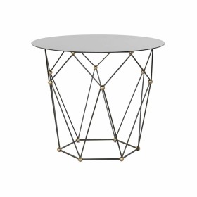 Table d'appoint DKD Home Decor Noir Métal Verre Doré (70 x 70 x 60 cm)