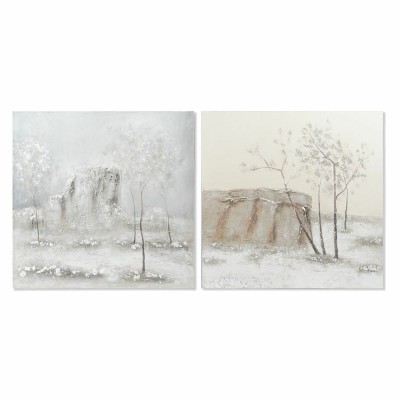 Canvas DKD Home Decor Pinewood Canvas 100 x 3,8 x 100 cm (2 Pieces)