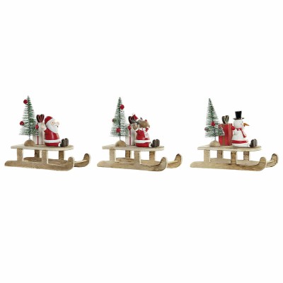 Christmas bauble DKD Home Decor Wood Father Christmas (14 x 6 x 13 cm) (3 pcs)