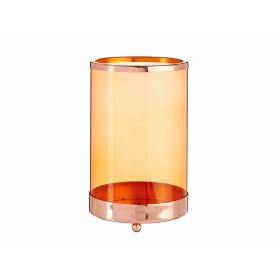 Candleholder Gift Decor Copper Amber Metal Glass 12,2 x 19,5 x 12,2 cm Cylinder