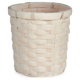 Planter Gift Decor White PVC Bamboo 17 x 15 x 17 cm Circular