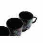Mug DKD Home Decor Porcelain Black Pink (11.5 x 8.5 x 10 cm) (3 pcs) (380 ml)