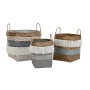 Basket set DKD Home Decor White Grey Natural Bamboo