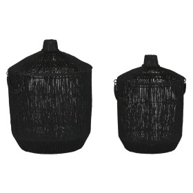 Set de basket Home ESPRIT Noir Jute Métal (2 Pièces)