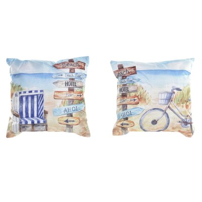 Cushion DKD Home Decor Beach Polyester Aluminium Multicolour Mediterranean (45 x 10 x 45 cm) (2 Units)