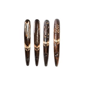 Décoration murale DKD Home Decor Beige Bois Brun foncé Masque Tribal (15 x 6 x 100 cm) (4 Unités)