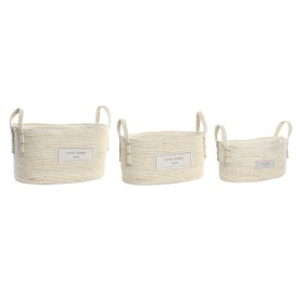 Set de basket DKD Home Decor Naturel Marron Clair Fibre naturelle Boho 34 x 23 x 20 cm 3 Pièces