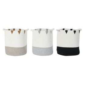 Lot de paniers DKD Home Decor Blanc Noir Gris Moutarde (3 Unités)