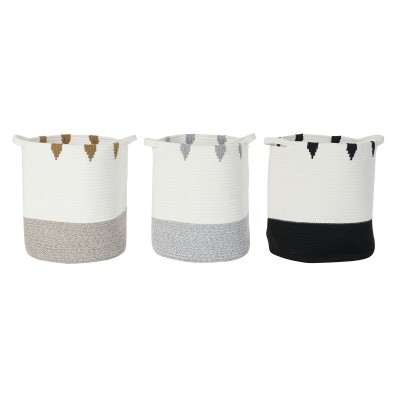 Lot de paniers DKD Home Decor Blanc Noir Gris Moutarde (3 Unités)