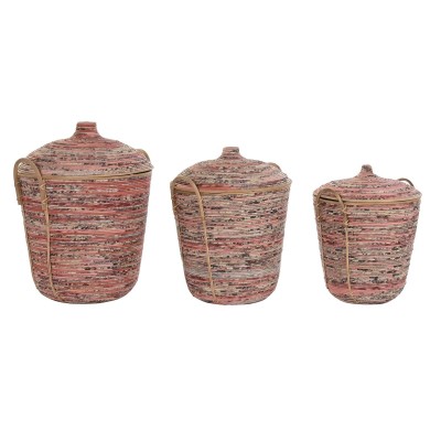 Set de basket DKD Home Decor Pêche Naturel (3 Pièces) (3 Unités)