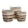 Set de basket DKD Home Decor Blanc Noir Bordeaux Naturel Fibre naturelle (3 Pièces)
