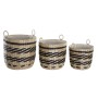 Basket set DKD Home Decor Black Natural Natural Fibre (3 Pieces) (3 Units)