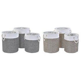 Set de basket DKD Home Decor Blanc Marron Gris 40 x 40 x 49 cm 4 Kg 3 Pièces (2 Unités)