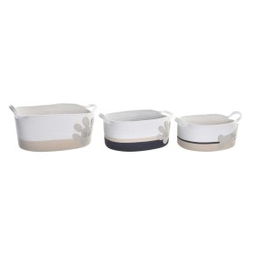 Set de basket DKD Home Decor Blanc Gris Crème 60 x 31 x 25 cm 3 Pièces