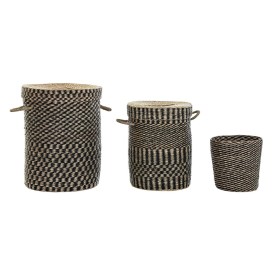 Set de basket DKD Home Decor Noir Naturel Fibre naturelle 4 Kg (3 Pièces) (3 Unités)