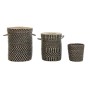 Basket set DKD Home Decor Black Natural Natural Fibre 4 Kg (3 Pieces) (3 Units)