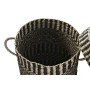 Basket set DKD Home Decor Black Natural Natural Fibre 4 Kg (3 Pieces) (3 Units)