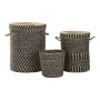 Basket set DKD Home Decor Black Natural Natural Fibre 4 Kg (3 Pieces) (3 Units)
