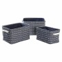 Set de basket DKD Home Decor Blanc Blue marine 38 x 28 x 25 cm 3 Pièces (3 Unités)