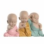 Figurine Décorative DKD Home Decor Bleu Rose Jaune Résine Moine (8 x 5,5 x 12,7 cm) (3 Unités)