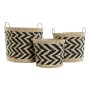 Set de basket DKD Home Decor Noir Marron Clair Fibre naturelle (3 Pièces) (3 Unités)