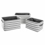 Set de basket DKD Home Decor Blanc Gris Rayures 42 x 32 x 25 cm 3 Pièces
