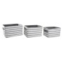 Basket set DKD Home Decor White Grey Stripes 42 x 32 x 25 cm 3 Pieces