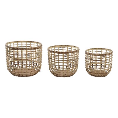 Basket set DKD Home Decor Brown Natural (3 Pieces) (3 Units)