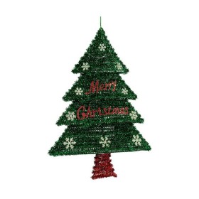 Sapin de Noël Krist+ Rouge Vert Argenté Argent polypropylène PET Plastique 44 x 58,8 x 7 cm Sapin de Noël