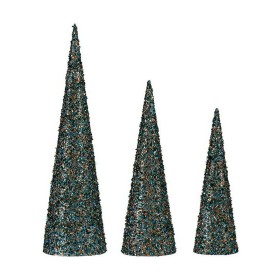 Décorations de Noël Krist+ Bleu Doré Paillettes Noël 16,5 x 60 x 16,5 cm Cônes