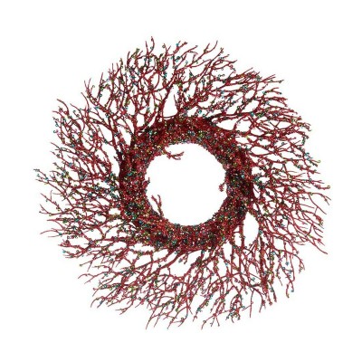Couronne de Noël Krist+ Bleu Rouge Plastique Branche 50 x 10 x 50 cm