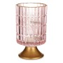 LED Lantern Gift Decor Pink Golden Glass Stripes 10,7 x 18 x 10,7 cm