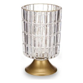LED Lantern Gift Decor Transparent Golden Metal Glass 10,7 x 18 x 10,7 cm