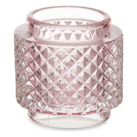 Candleholder Gift Decor Pink Glass 9 x 8,8 x 9 cm