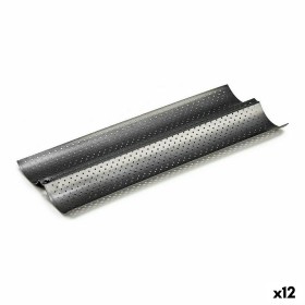 Moule pour Baguettes Kinvara Gris foncé Métal Acier au carbone 16 x 2,5 x 38 cm Pain (12 Unités)