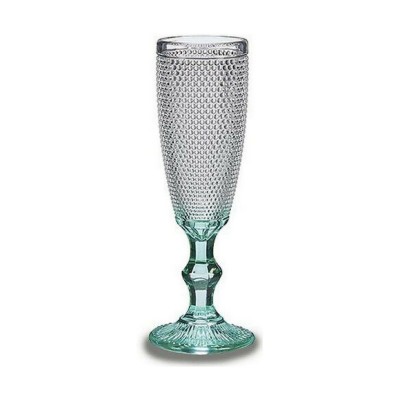 Champagne glass Vivalto Transparent Turquoise Glass 185 ml Points (6 Units)