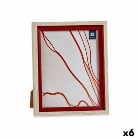 Photo frame Gift Decor Brown Red Wood Glass Crystal polystyrene Plastic (6 Units)