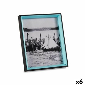 Photo frame Gift Decor Blue Black Crystal MDF Wood (6 Units)