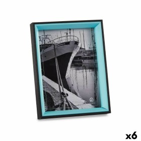 Photo frame Gift Decor Blue Black Crystal MDF Wood (6 Units)