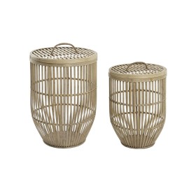 Set de basket DKD Home Decor Naturel Marron Clair Bambou (2 Pièces)