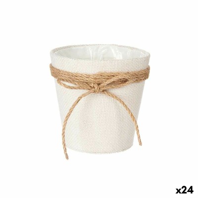 Planter Ibergarden White Brown Cloth Rope Plastic Lasso 14 x 12,5 x 14 cm 14 x 14 x 14 cm 14 x 13 x 15 cm (24 Units)