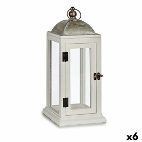 Lantern Gift Decor White Silver Wood Metal 18 x 43 x 18 cm (6 Units)
