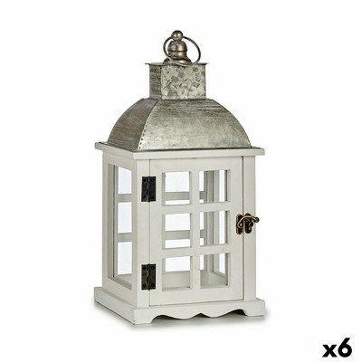 Lantern Gift Decor White Silver Wood Metal Crystal 14 x 39,3 x 20 cm 20 x 39,3 x 14 cm 20 x 40 x 14 cm (6 Units)